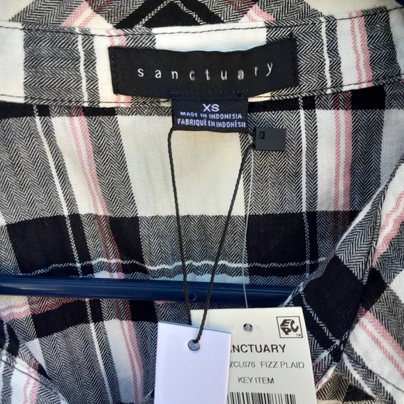 Sanctuary Boyfriend Plaid Button Down Shirt Size Medium - Picture 2 of 6